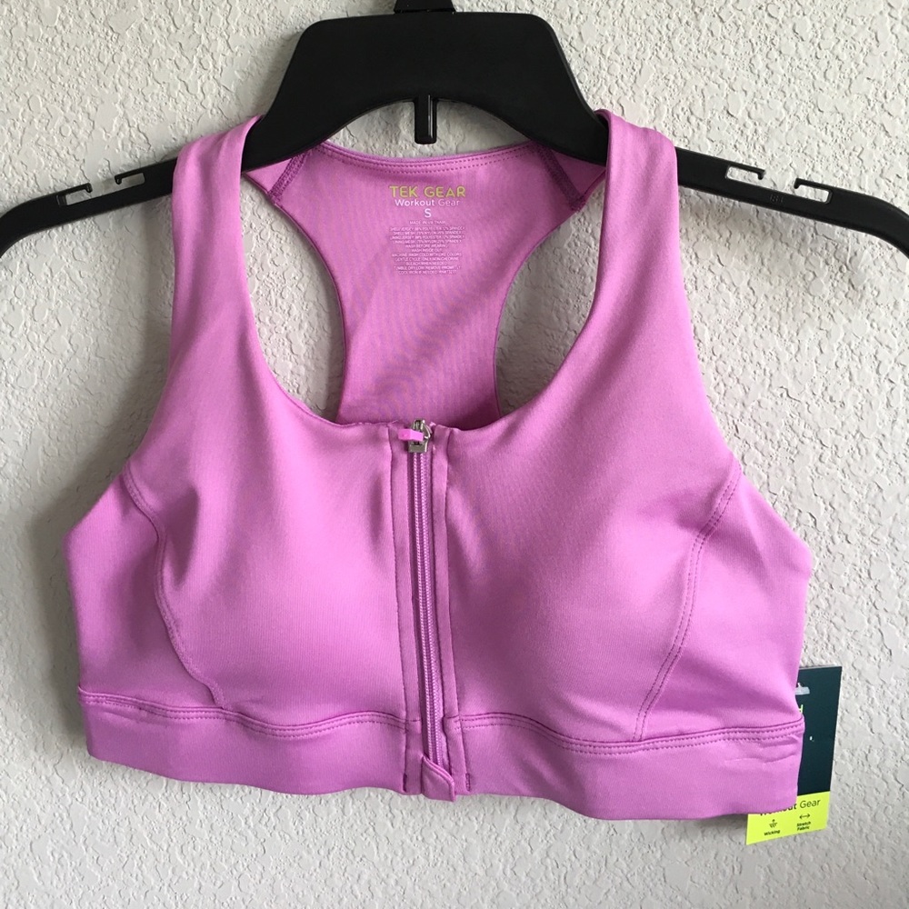New  zip- front medium-impact sports bra Tek Gear